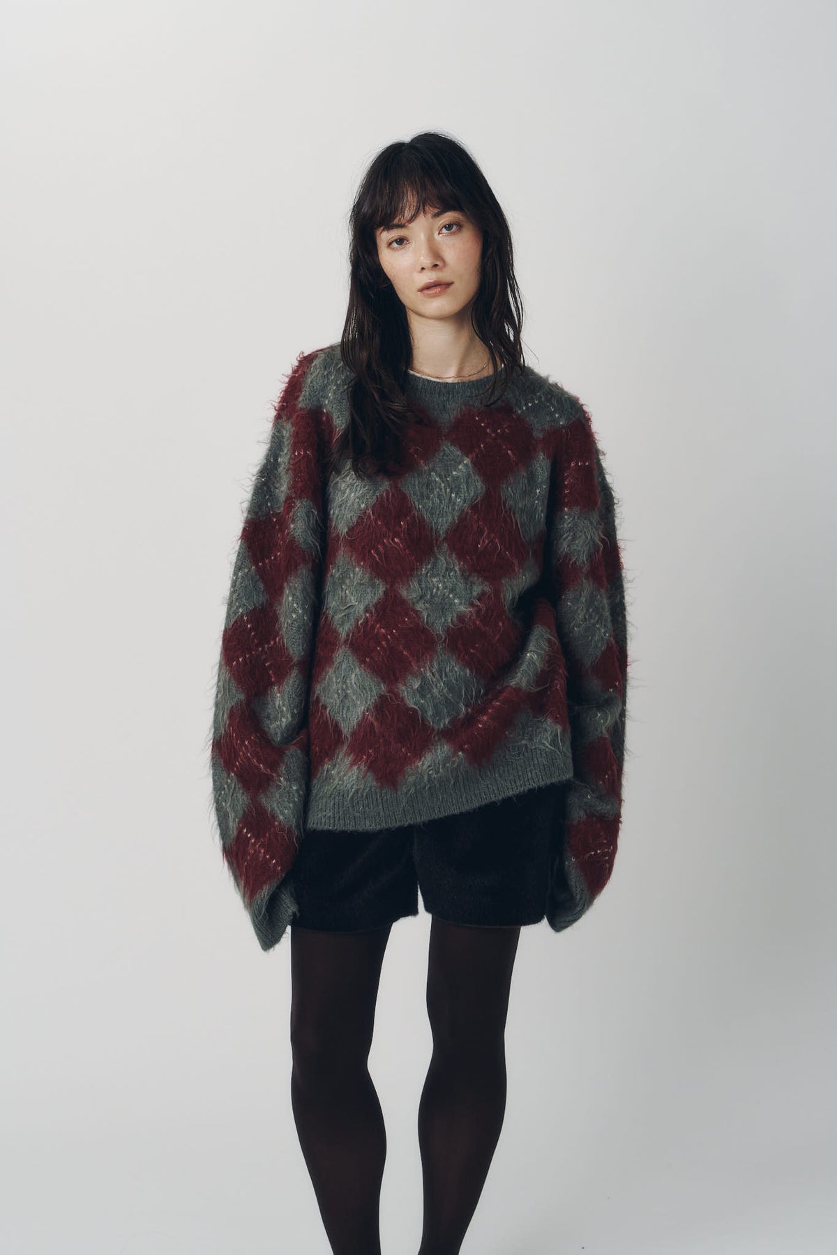 argyle knit(unisex)/red