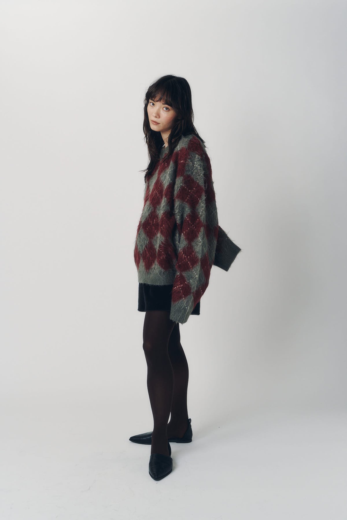 argyle knit(unisex)/red