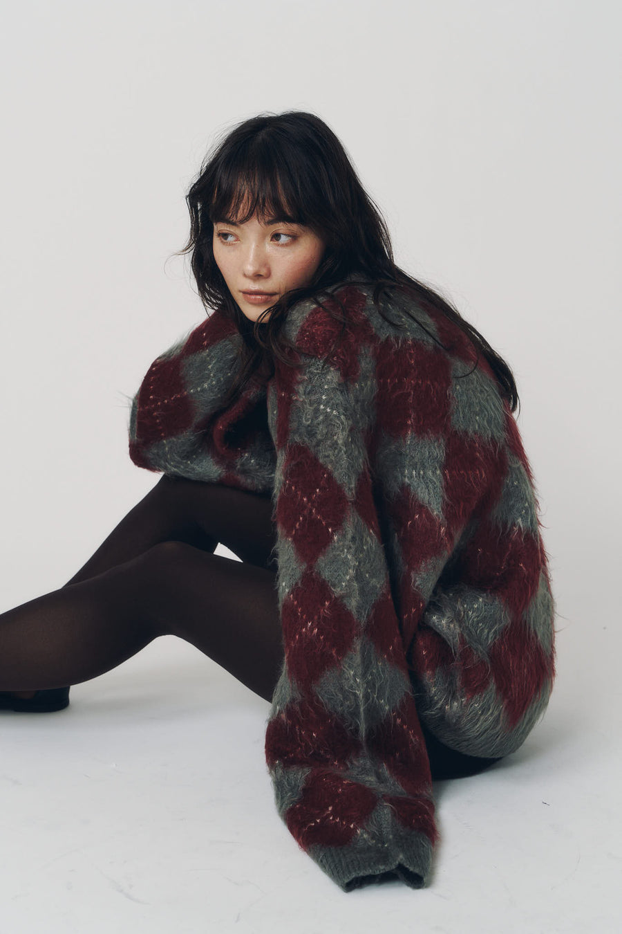argyle knit(unisex)/red