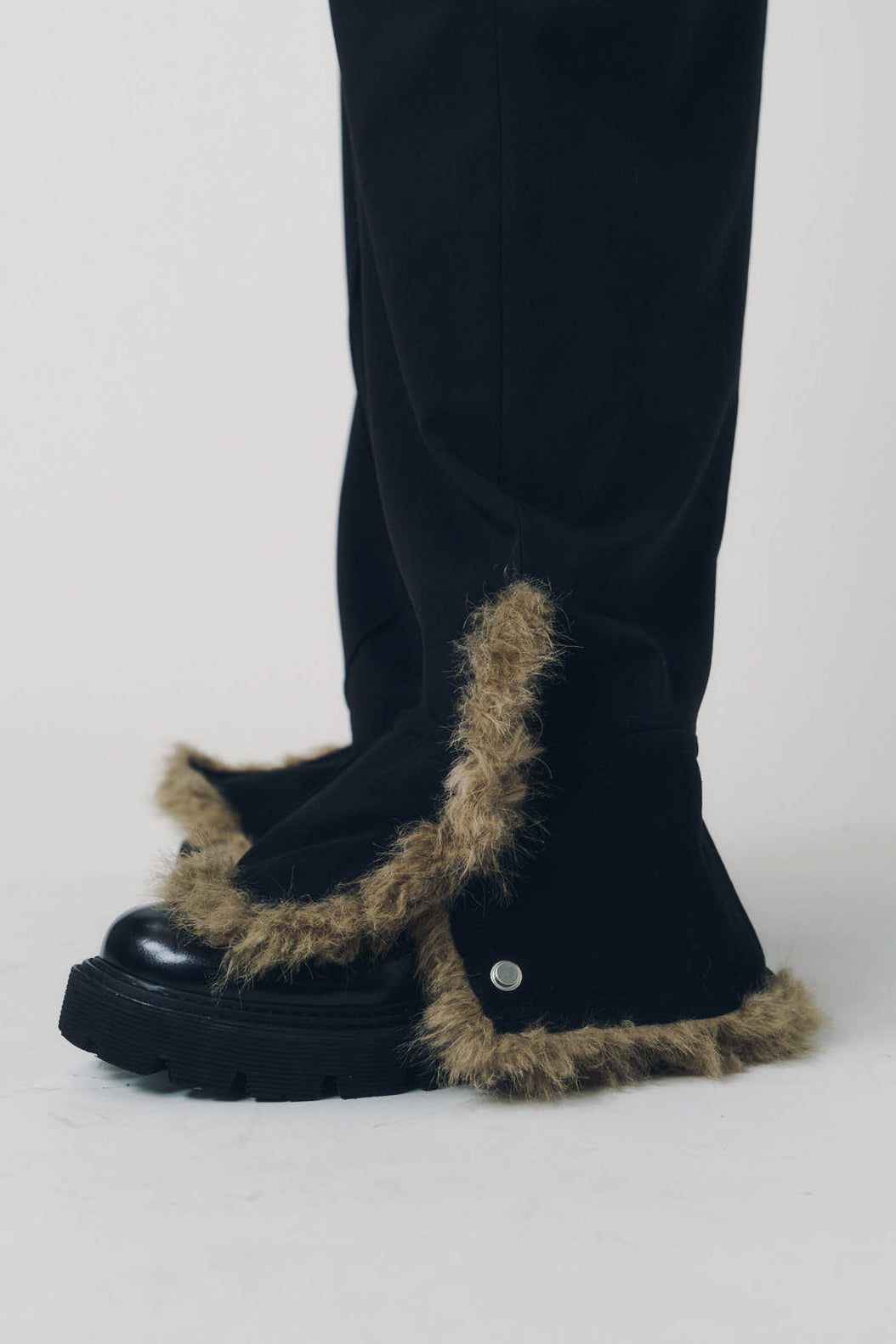 double hem fur trousers(unisex)/blackfur