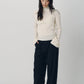 frill high neck knit/ivory