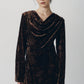 2way draped velour dress/brown