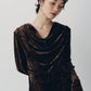 2way draped velour dress/brown