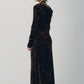 2way draped velour dress/brown