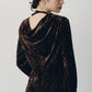 2way draped velour dress/brown