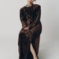 2way draped velour dress/brown