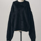 2way shaggy flower knit(unisex)/black