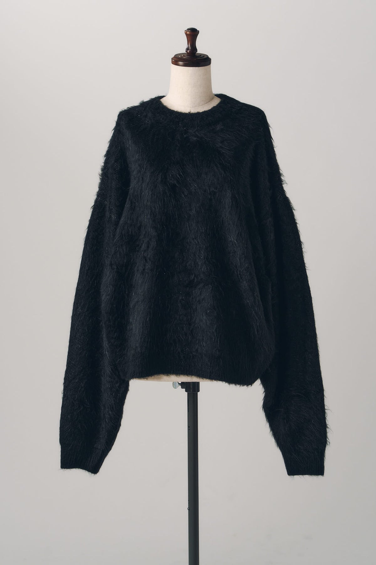 2way shaggy flower knit(unisex)/black