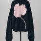2way shaggy flower knit(unisex)/black