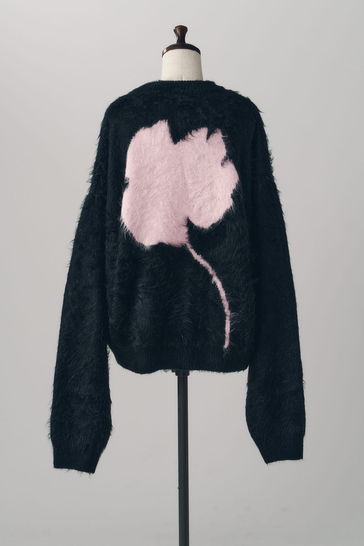 2way shaggy flower knit(unisex)/black