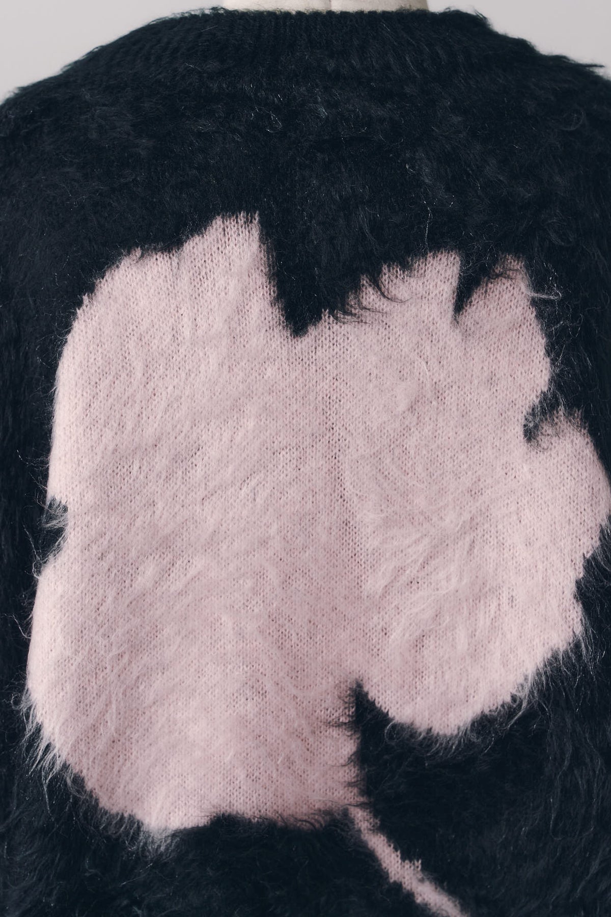 2way shaggy flower knit(unisex)/black