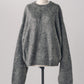 2way shaggy flower knit(unisex)/gray