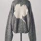 2way shaggy flower knit(unisex)/gray