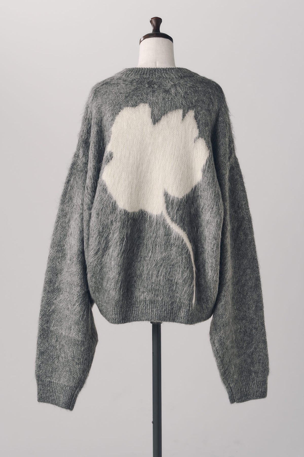 2way shaggy flower knit(unisex)/gray