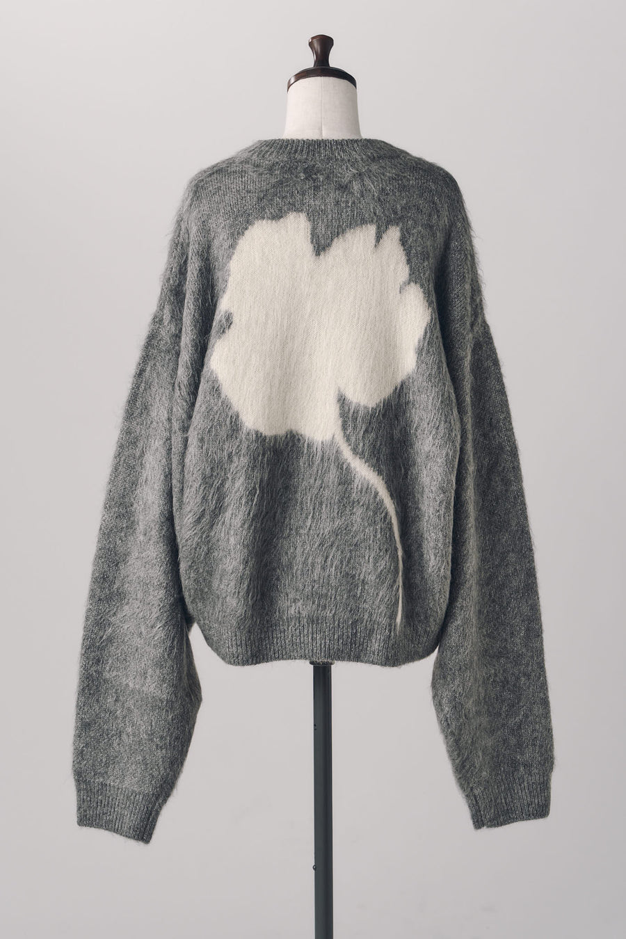 2way shaggy flower knit(unisex)/gray