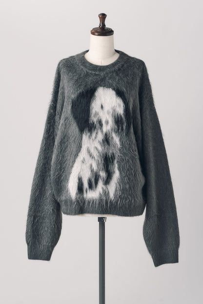 dalmatian shaggy knit(unisex)/gray