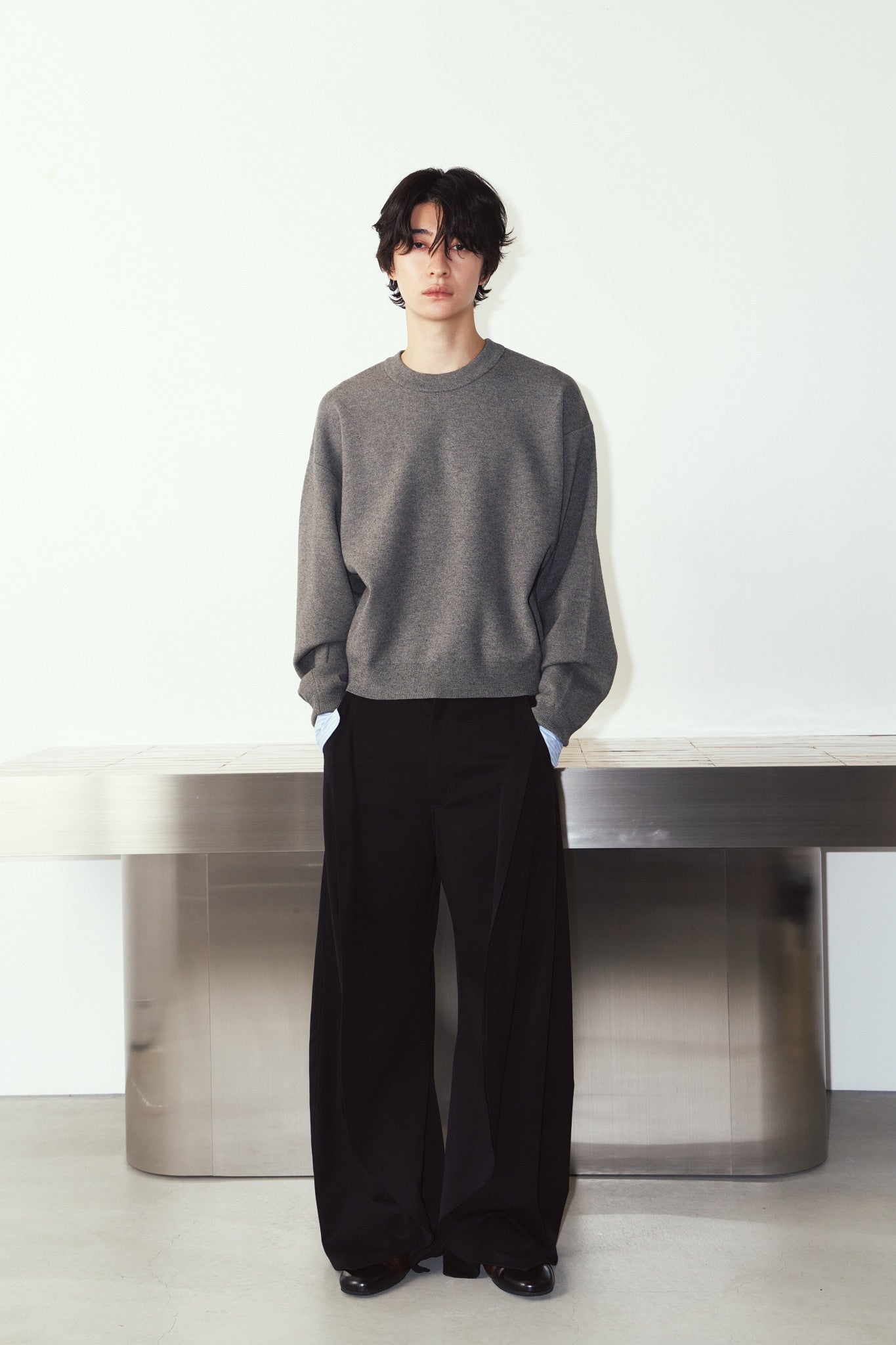 2way cuffs normcore knit(unisex)/gray
