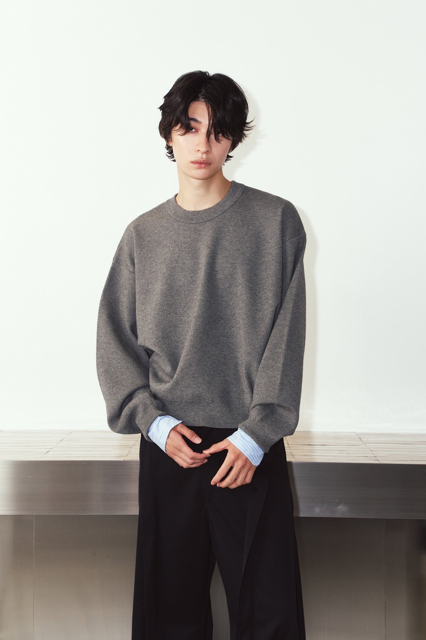 2way cuffs normcore knit(unisex)/gray