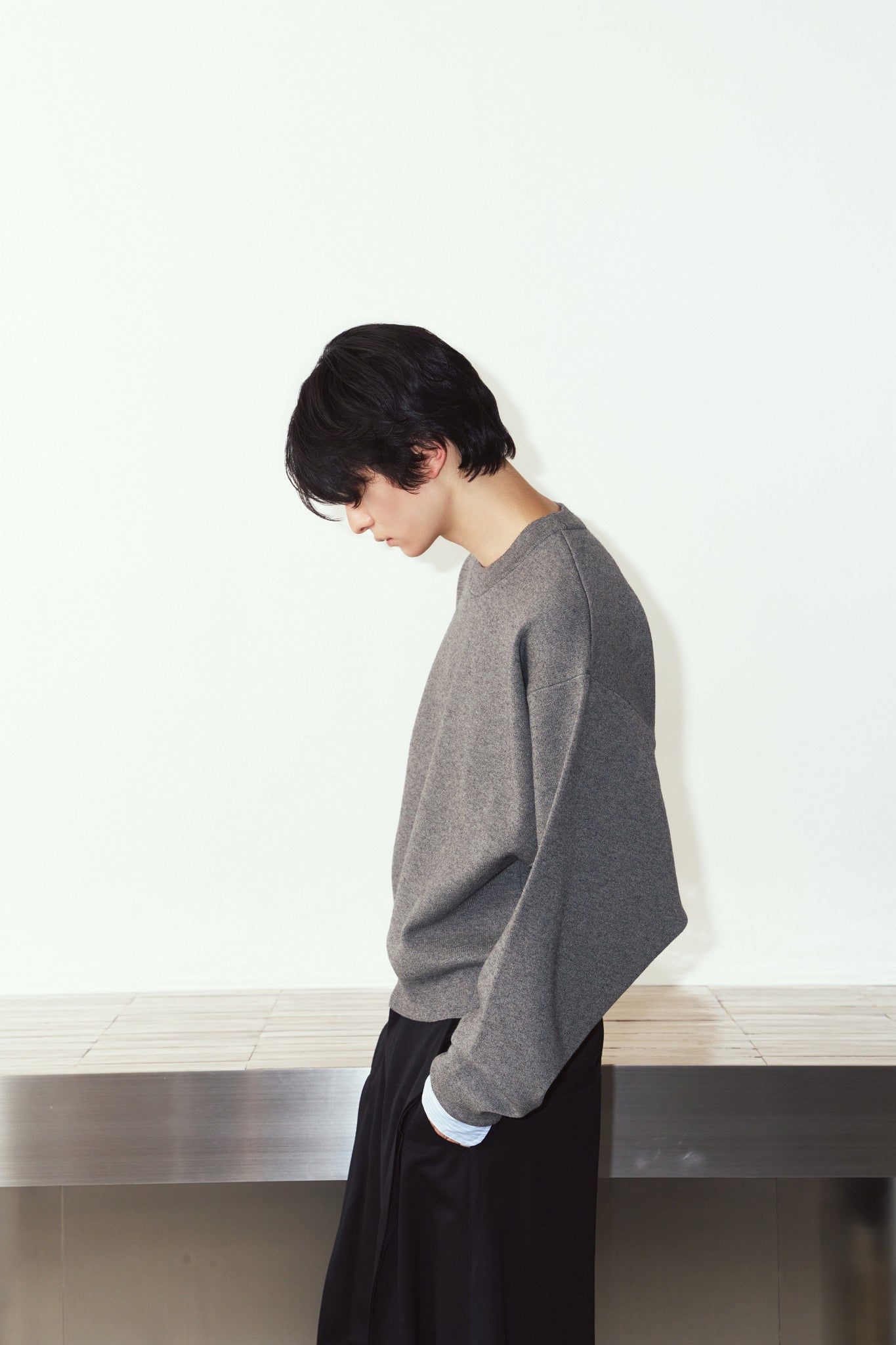 2way cuffs normcore knit(unisex)/gray