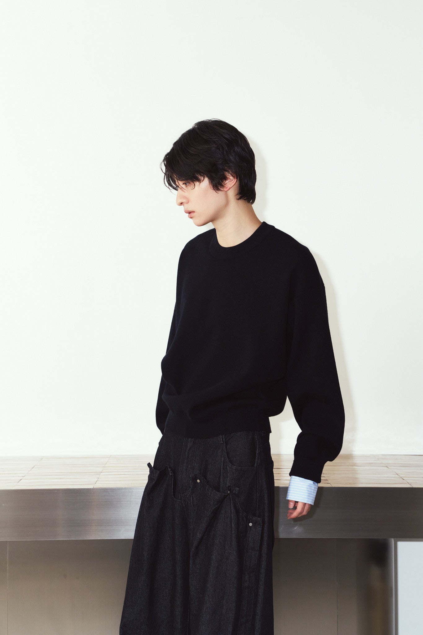 2way cuffs normcore knit(unisex)/black