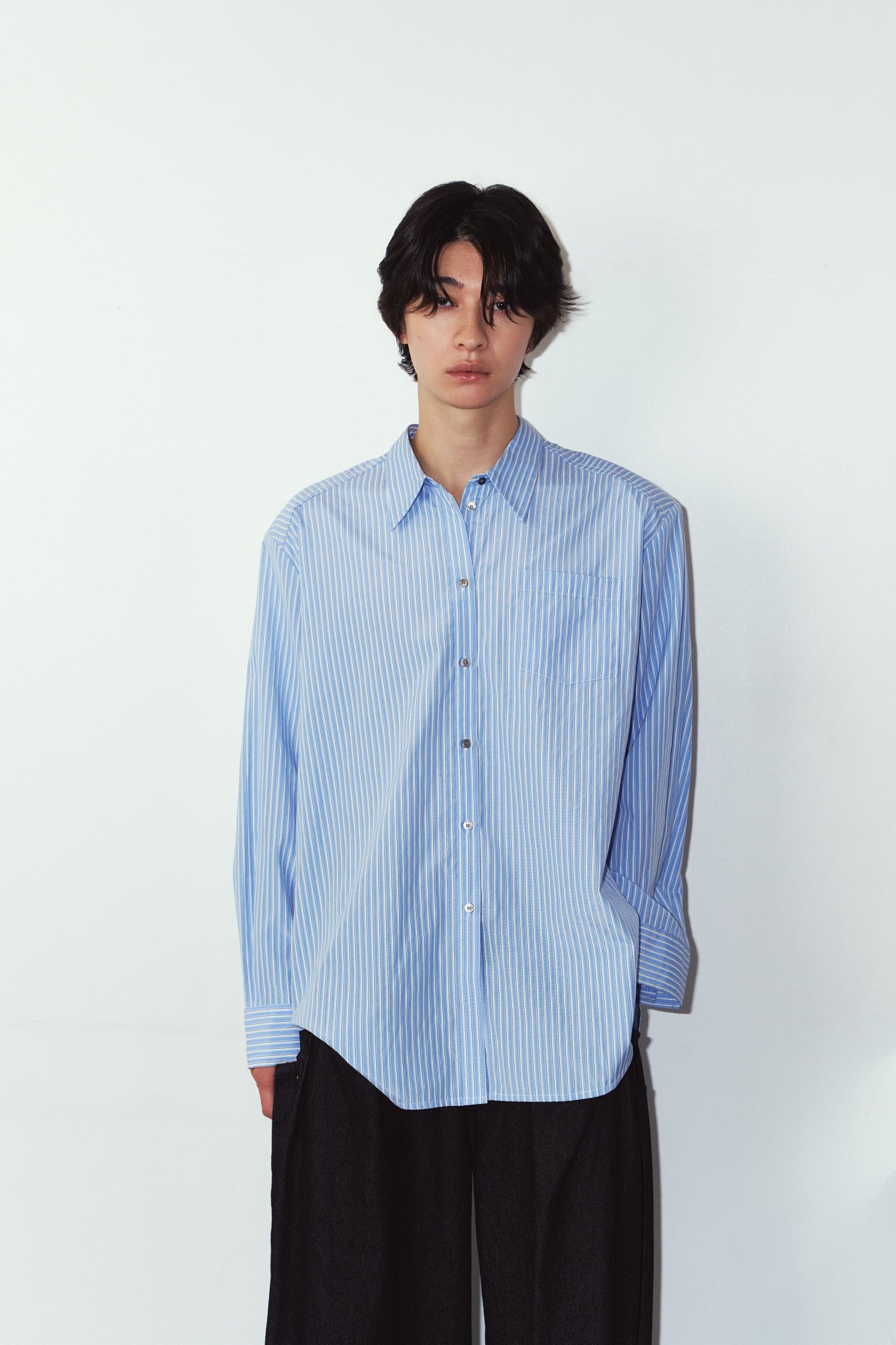 label over shirt(unisex)/blue