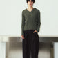 rib hoodie boucle knit/khaki