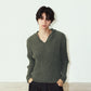rib hoodie boucle knit/khaki
