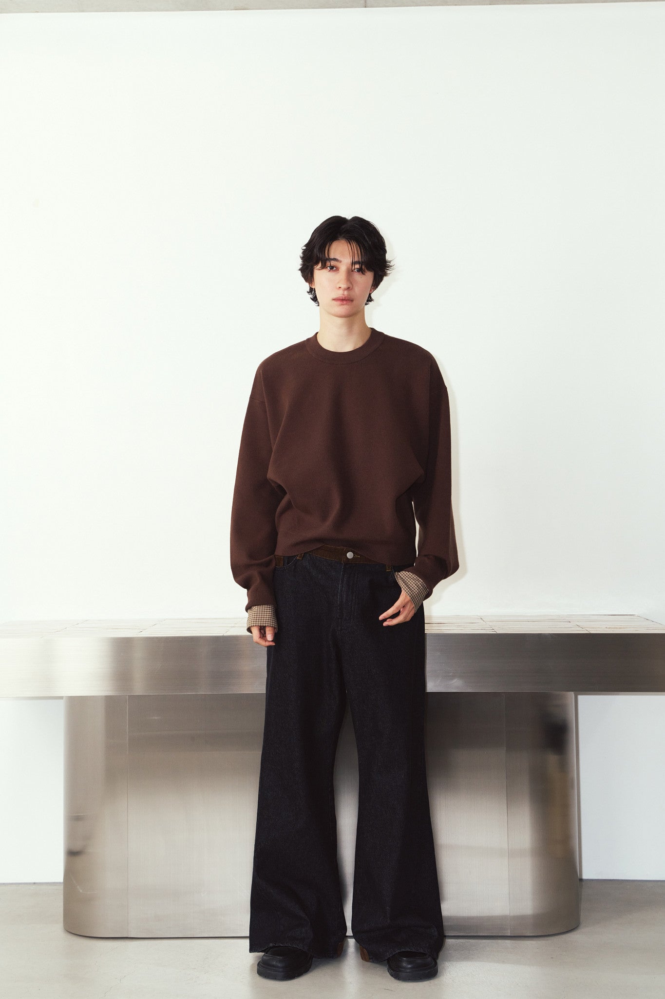 2way cuffs normcore knit(unisex)/brown
