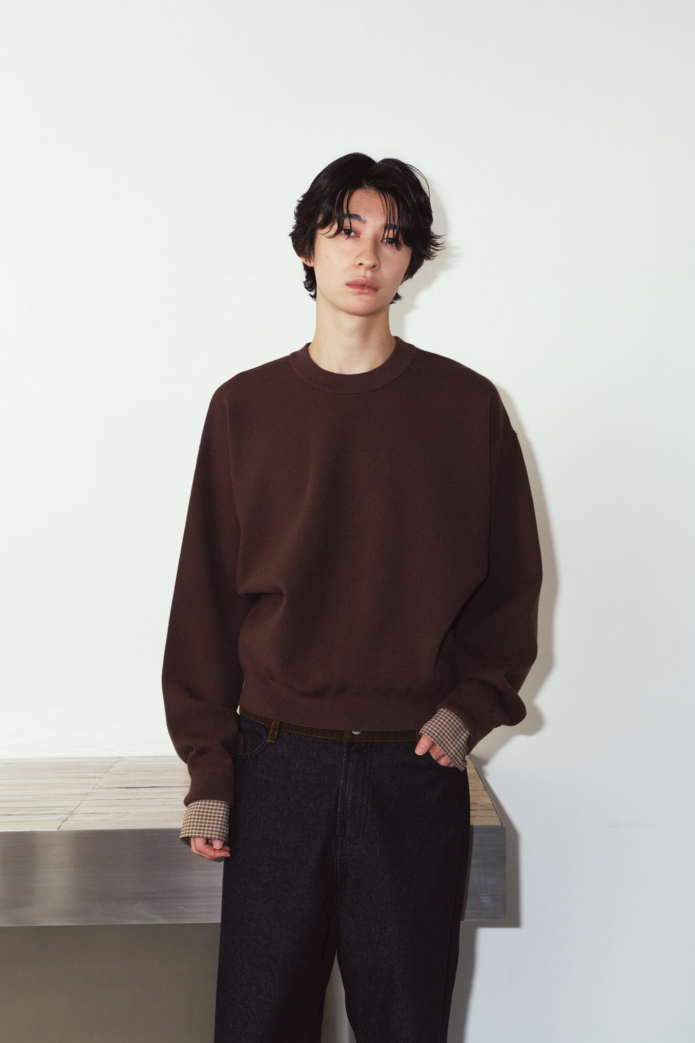 2way cuffs normcore knit(unisex)/brown