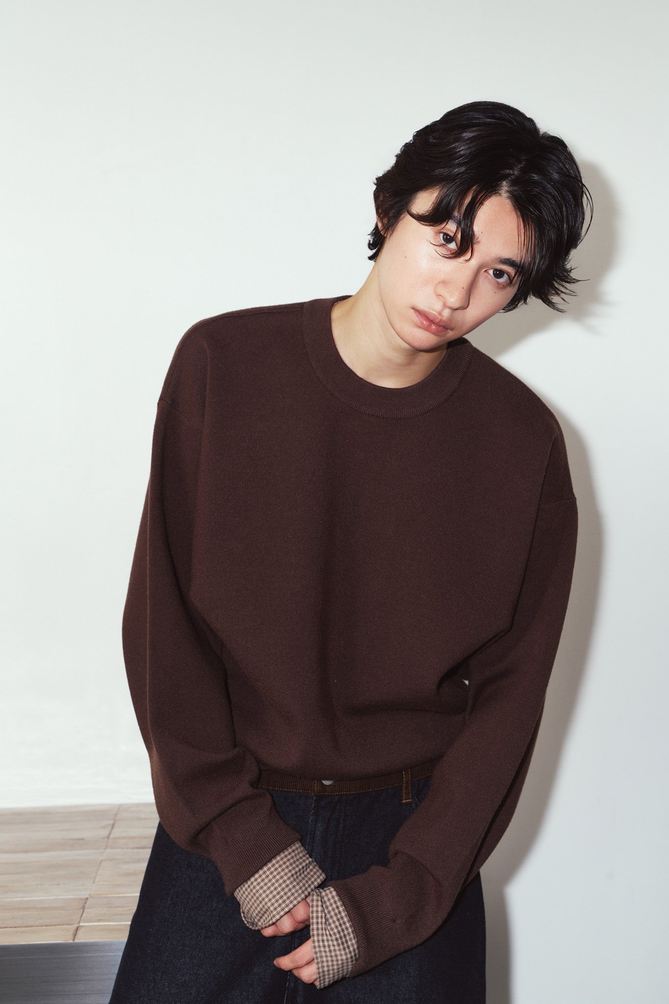 2way cuffs normcore knit(unisex)/brown