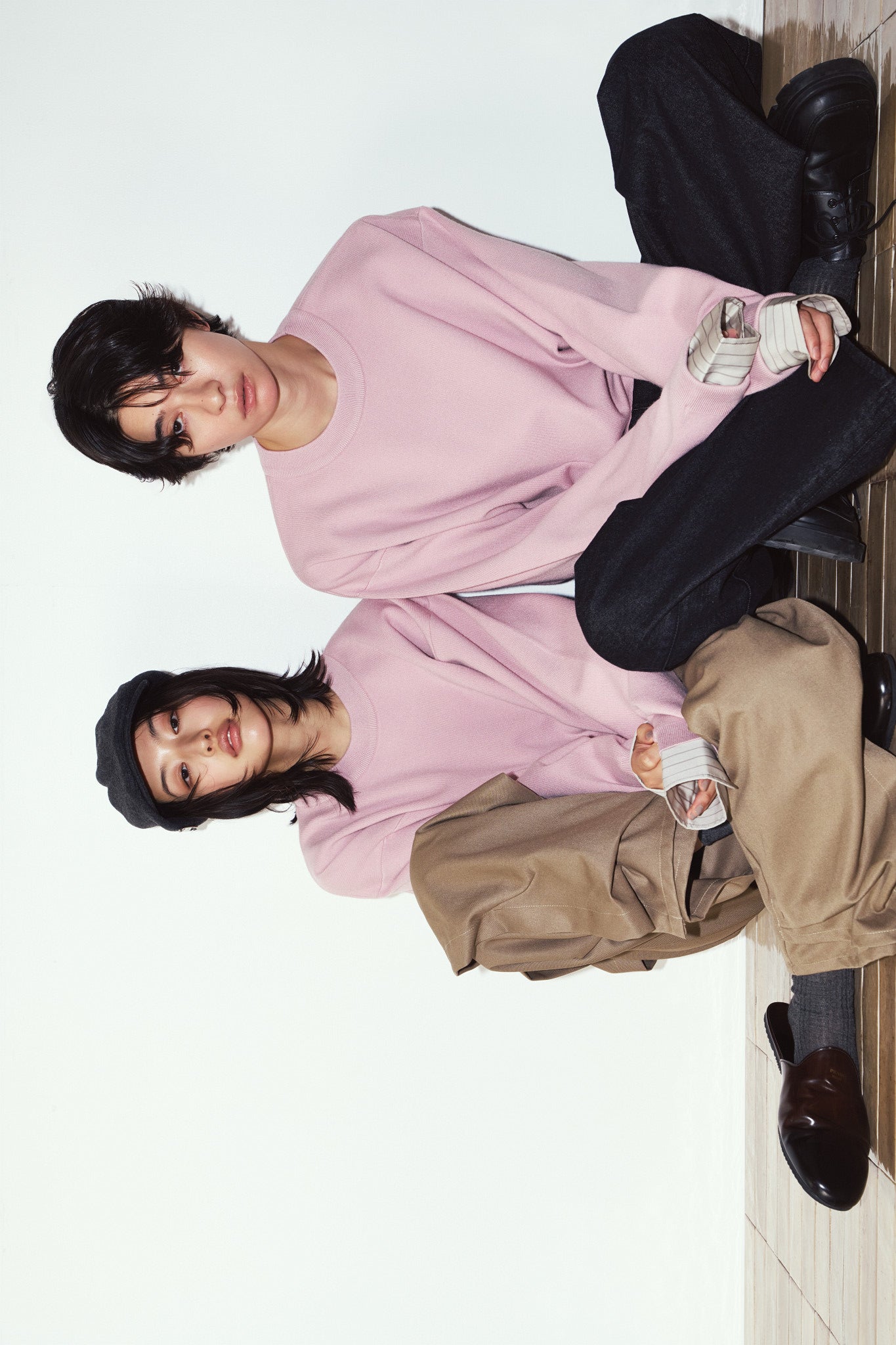 2way cuffs normcore knit/pink