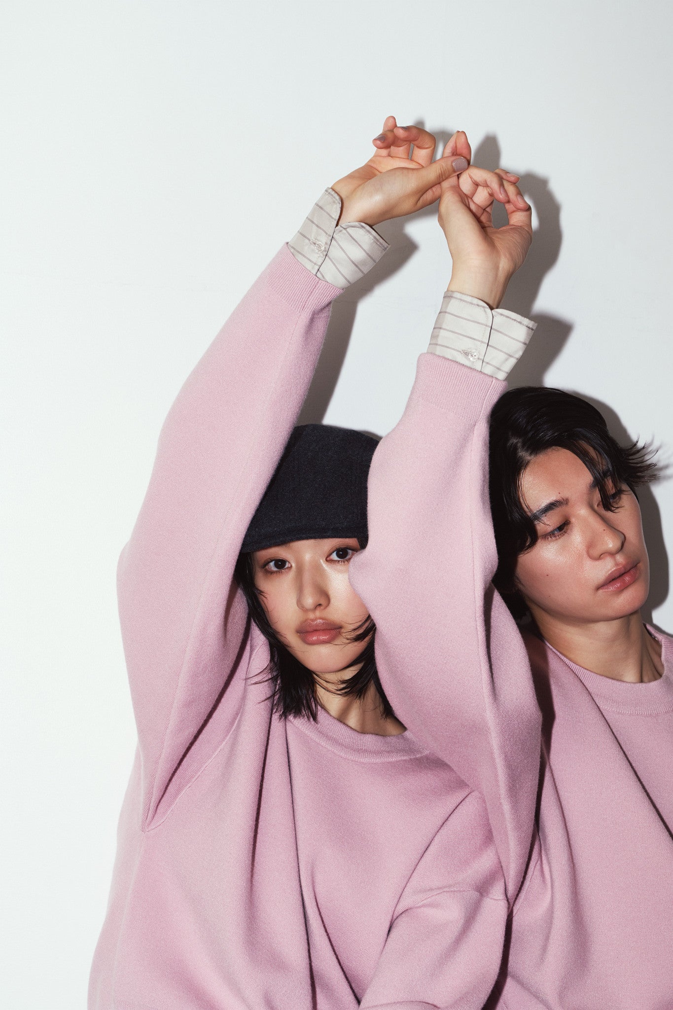 2way cuffs normcore knit/pink