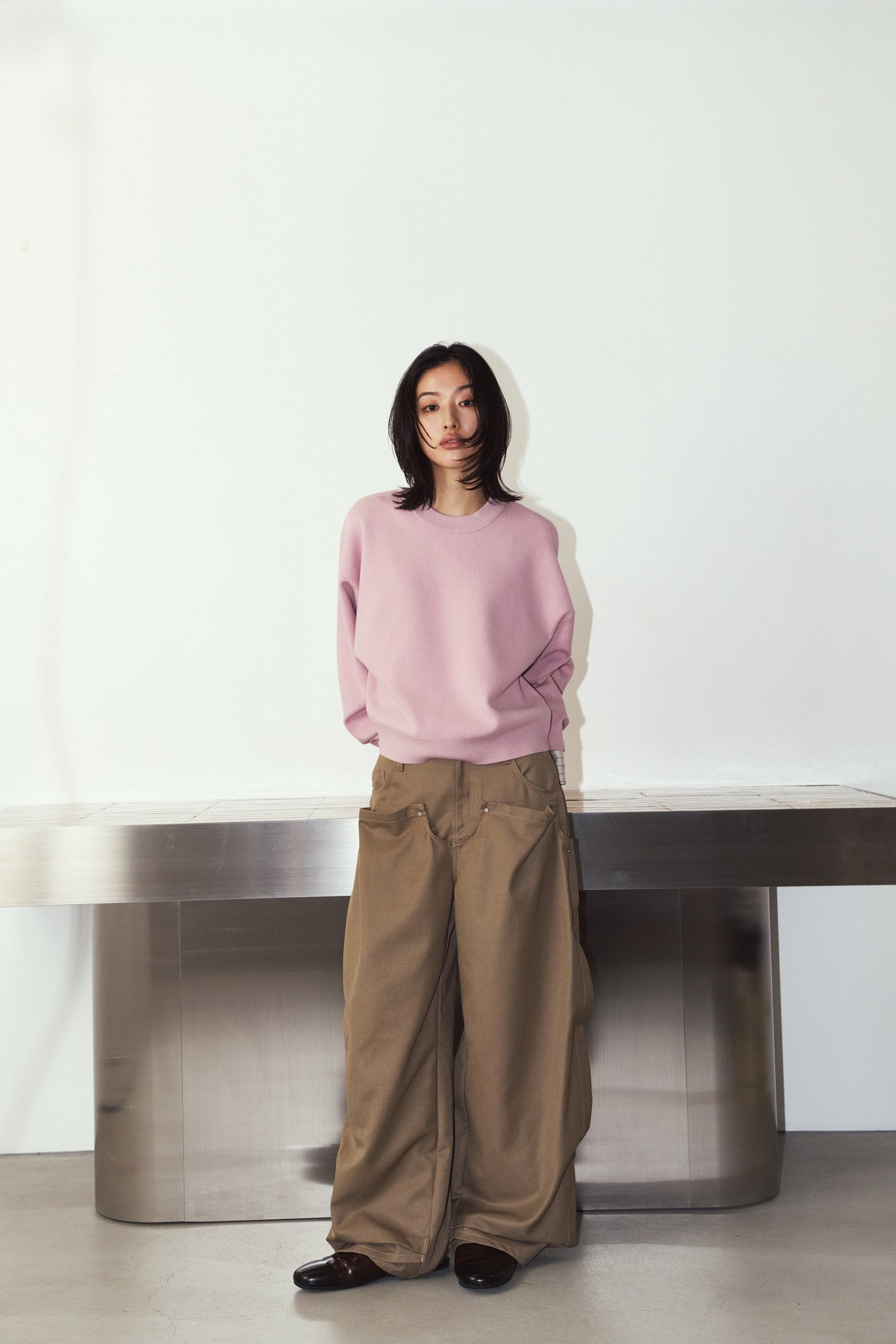 2way cuffs normcore knit/pink
