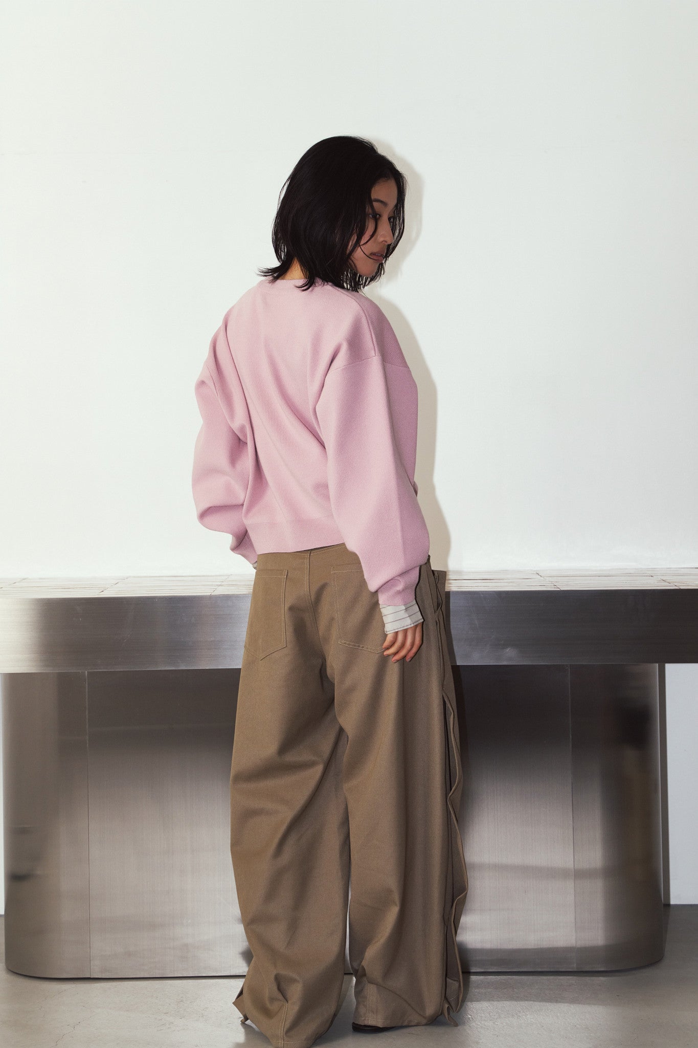 2way cuffs normcore knit/pink