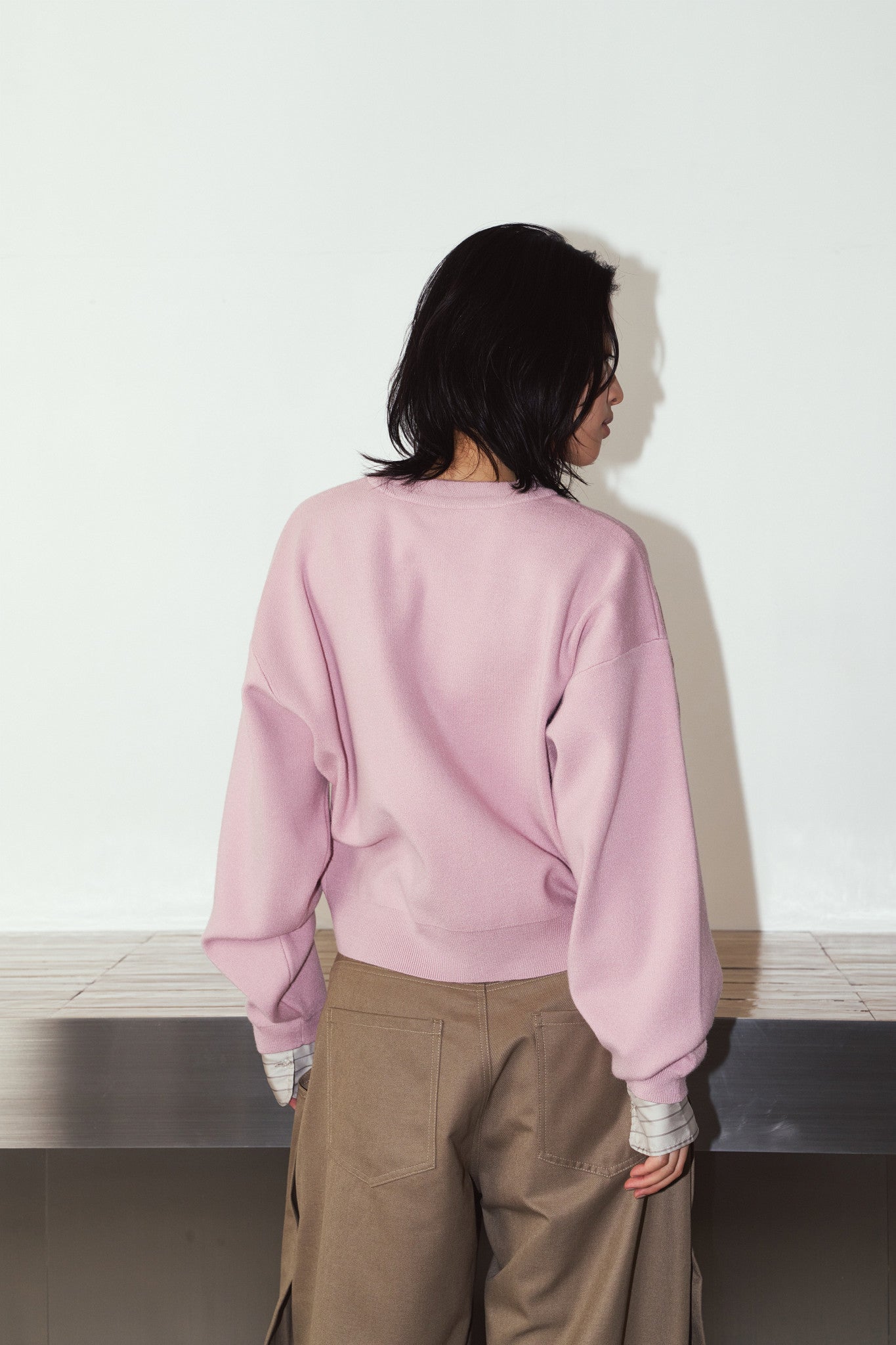 2way cuffs normcore knit/pink