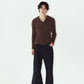 rib hoodie boucle knit/brown