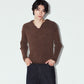 rib hoodie boucle knit/brown