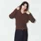 rib hoodie boucle knit/brown
