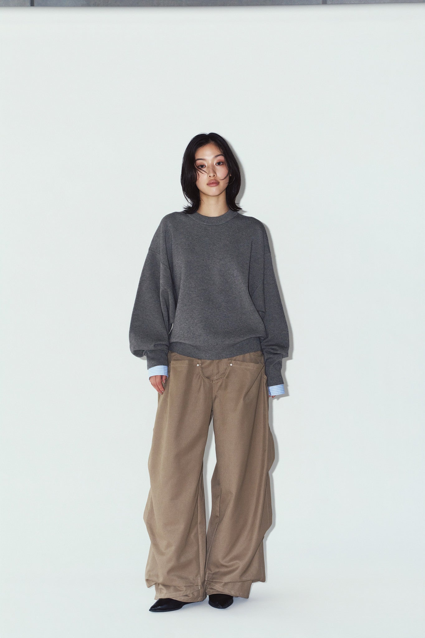 2way cuffs normcore knit(unisex)/gray