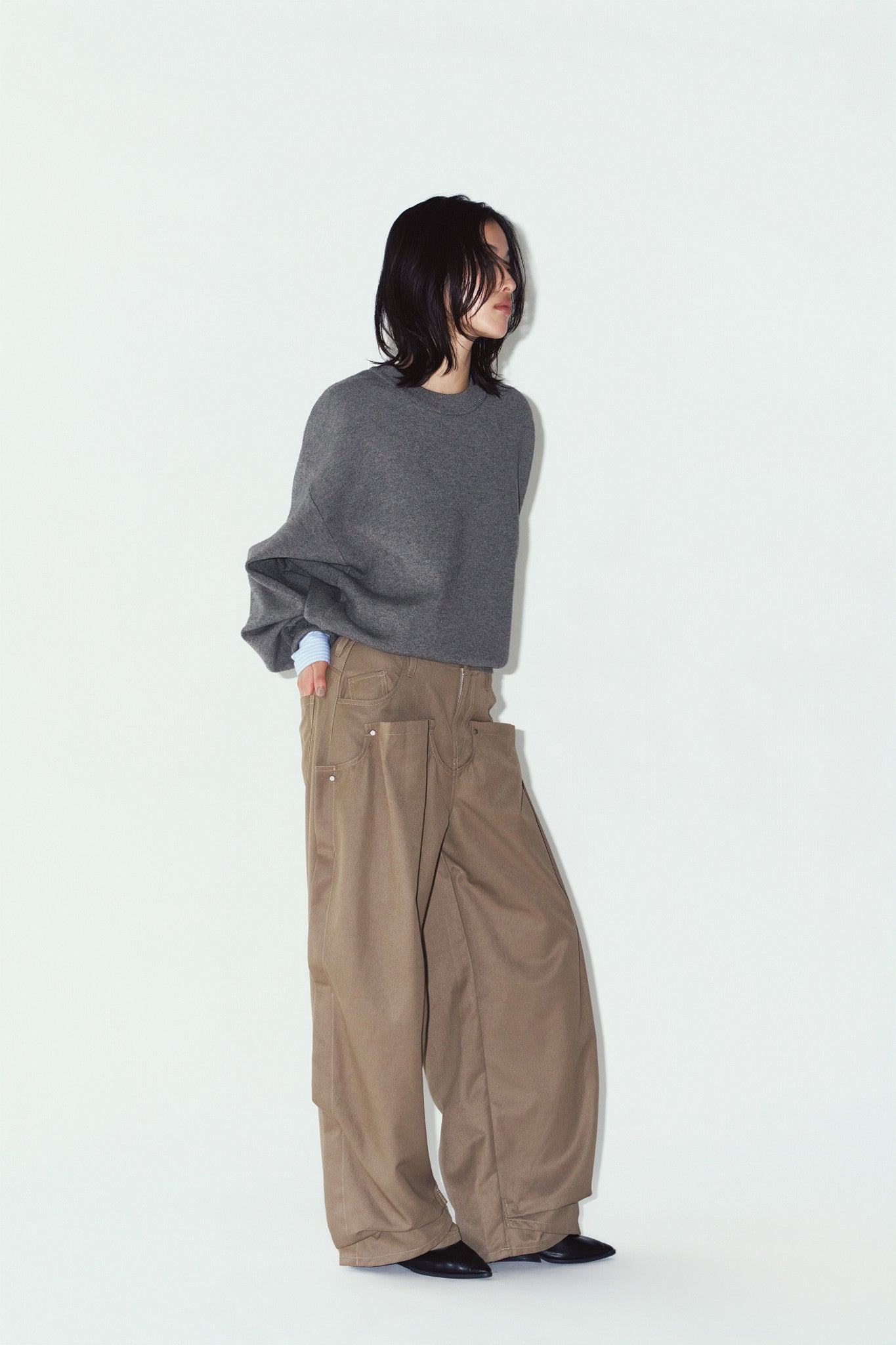 2way cuffs normcore knit(unisex)/gray