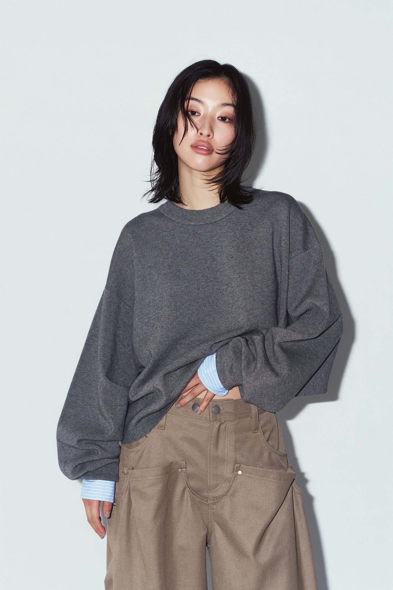 2way cuffs normcore knit(unisex)/gray
