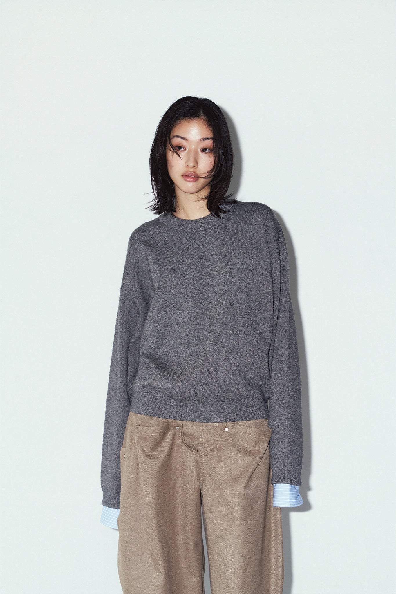 2way cuffs normcore knit(unisex)/gray