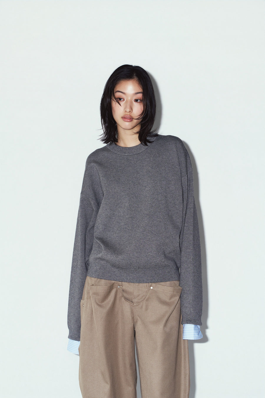 2way cuffs normcore knit(unisex)/gray