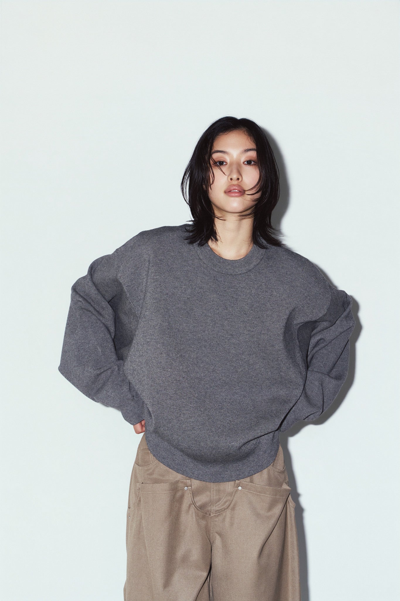 2way cuffs normcore knit(unisex)/gray
