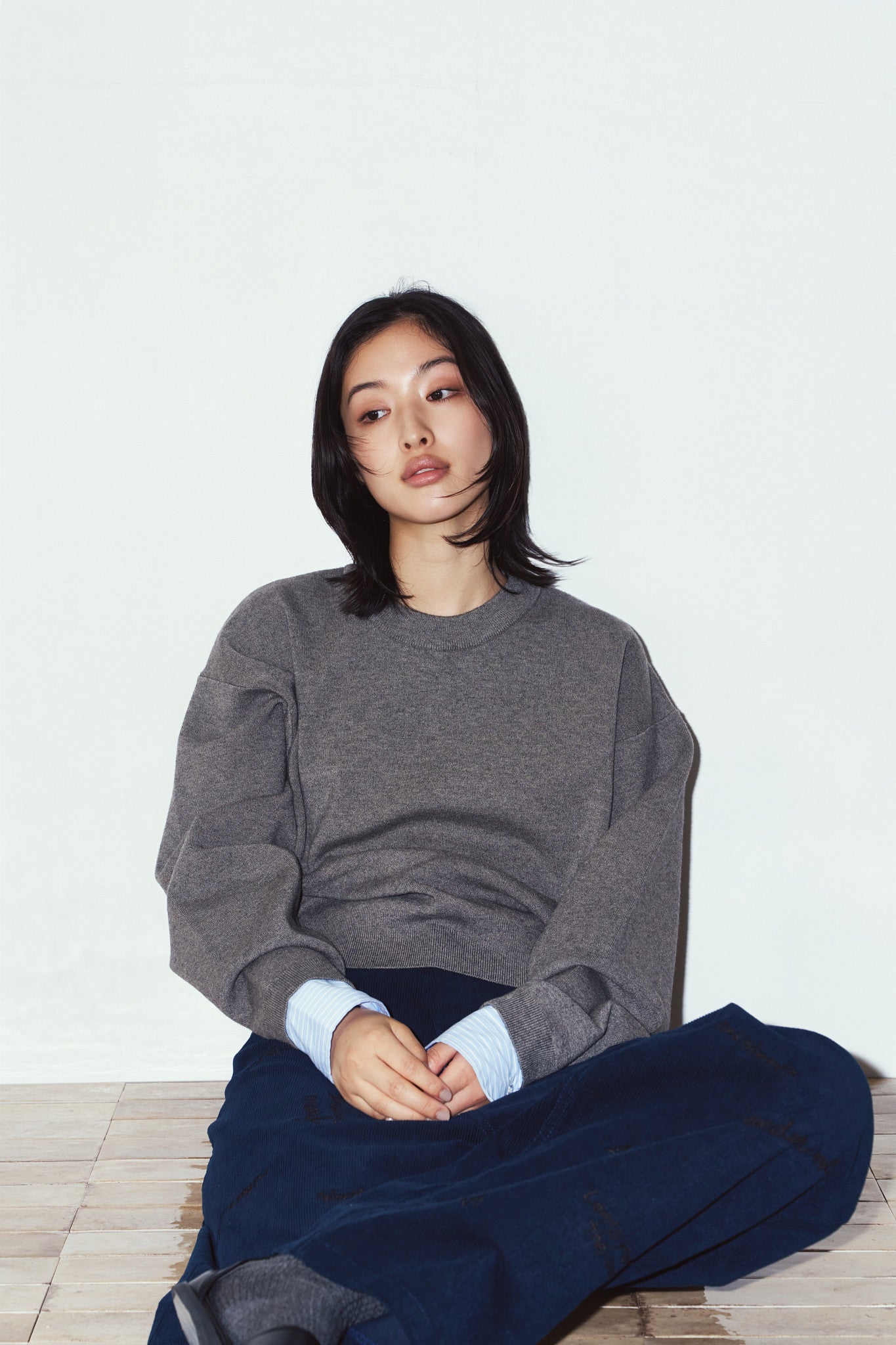 2way cuffs normcore knit/gray