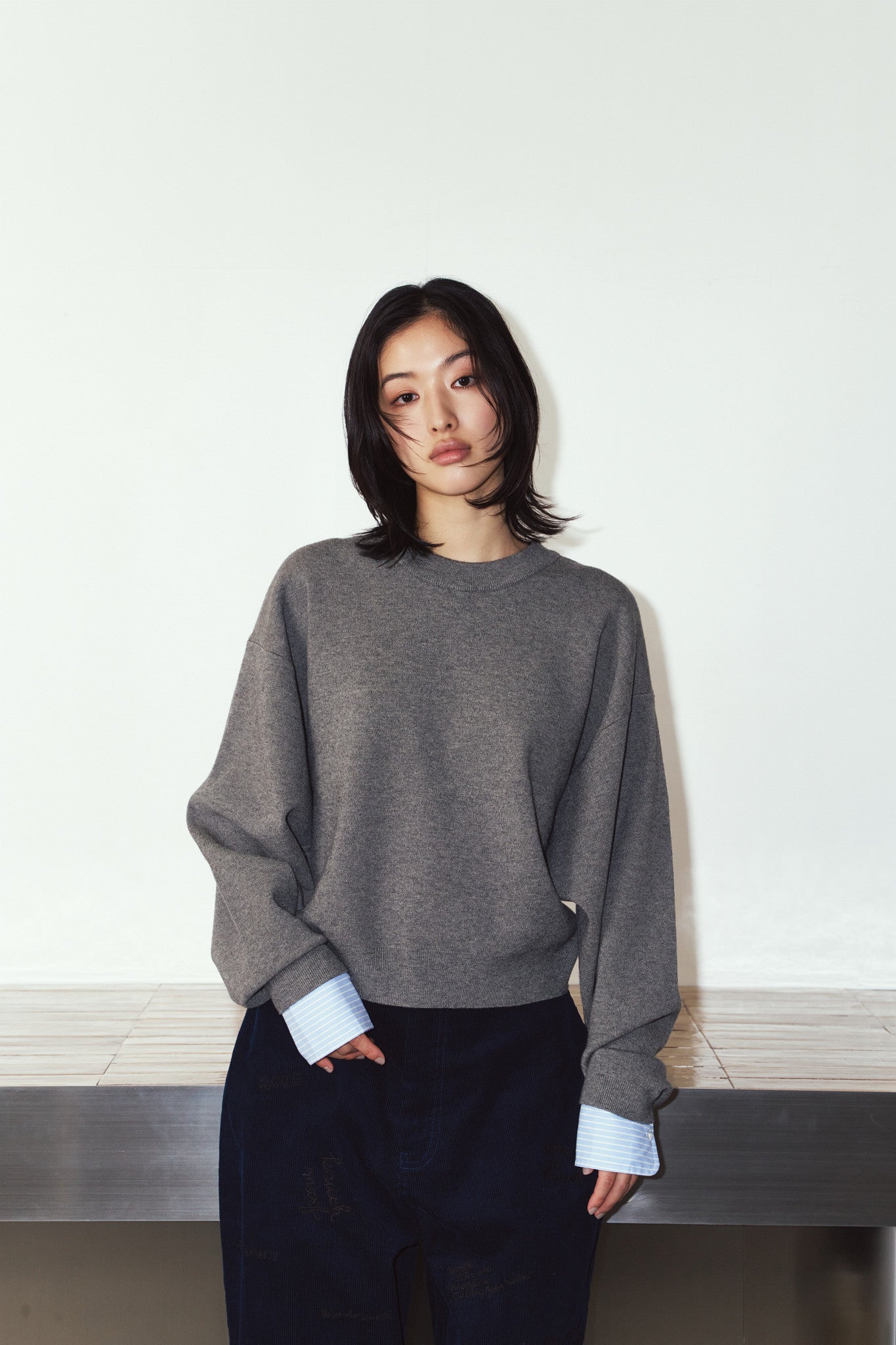 2way cuffs normcore knit/gray