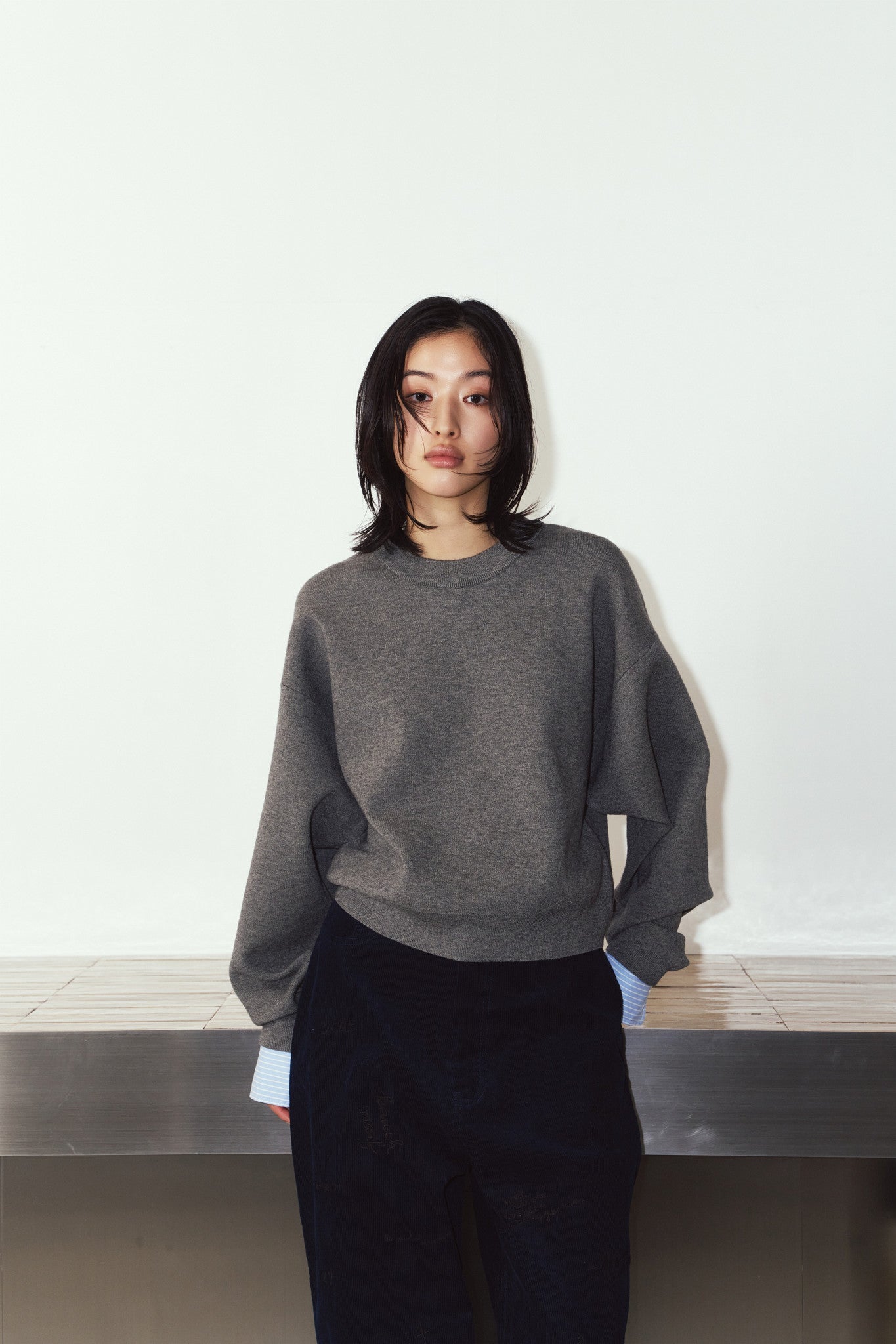 2way cuffs normcore knit/gray