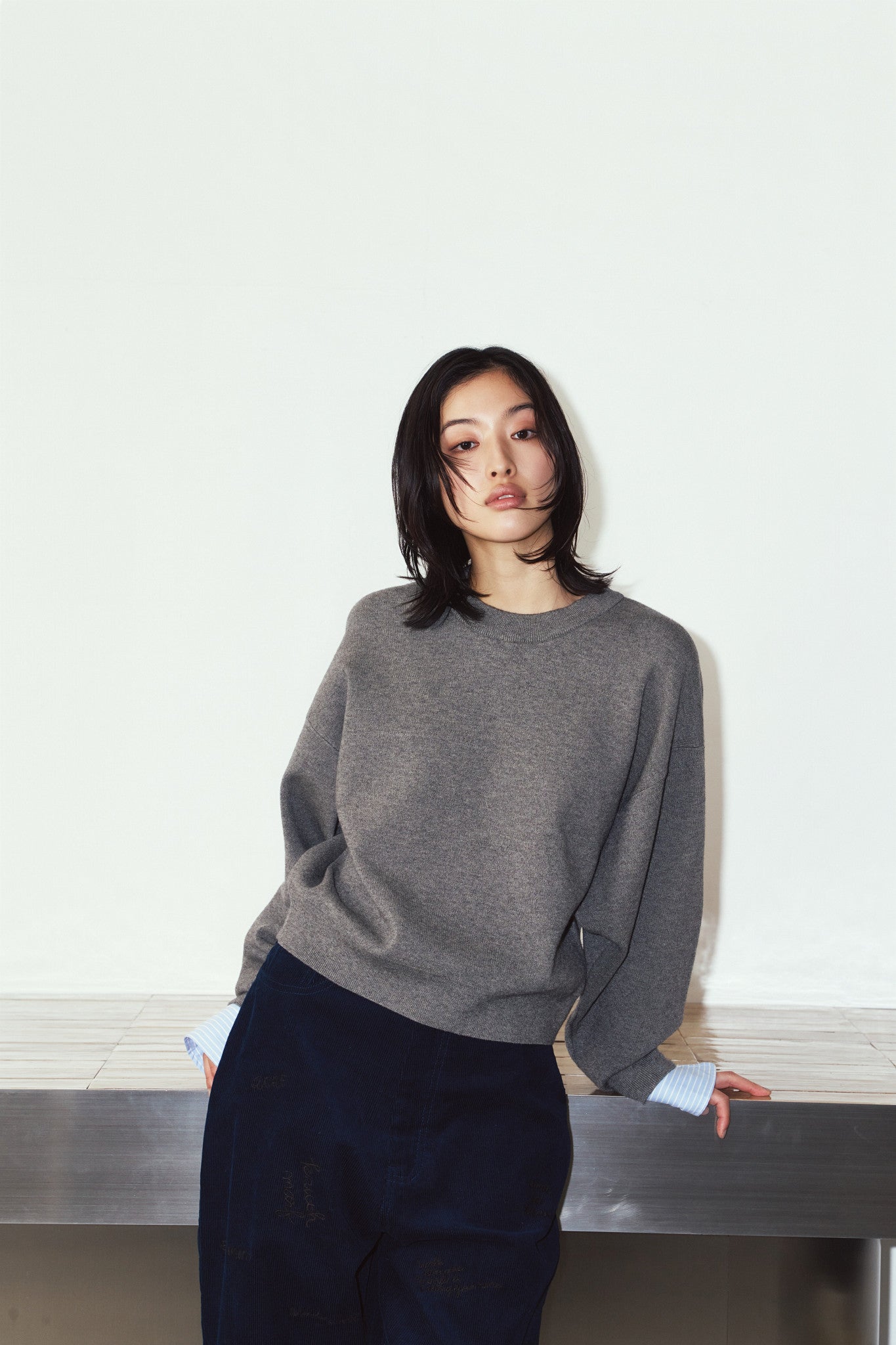 2way cuffs normcore knit/gray