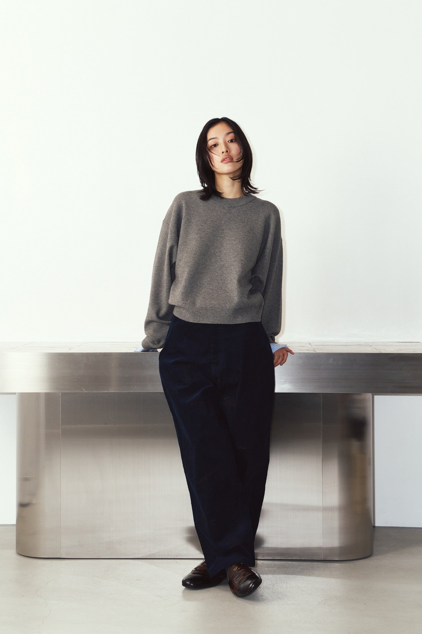 2way cuffs normcore knit/gray