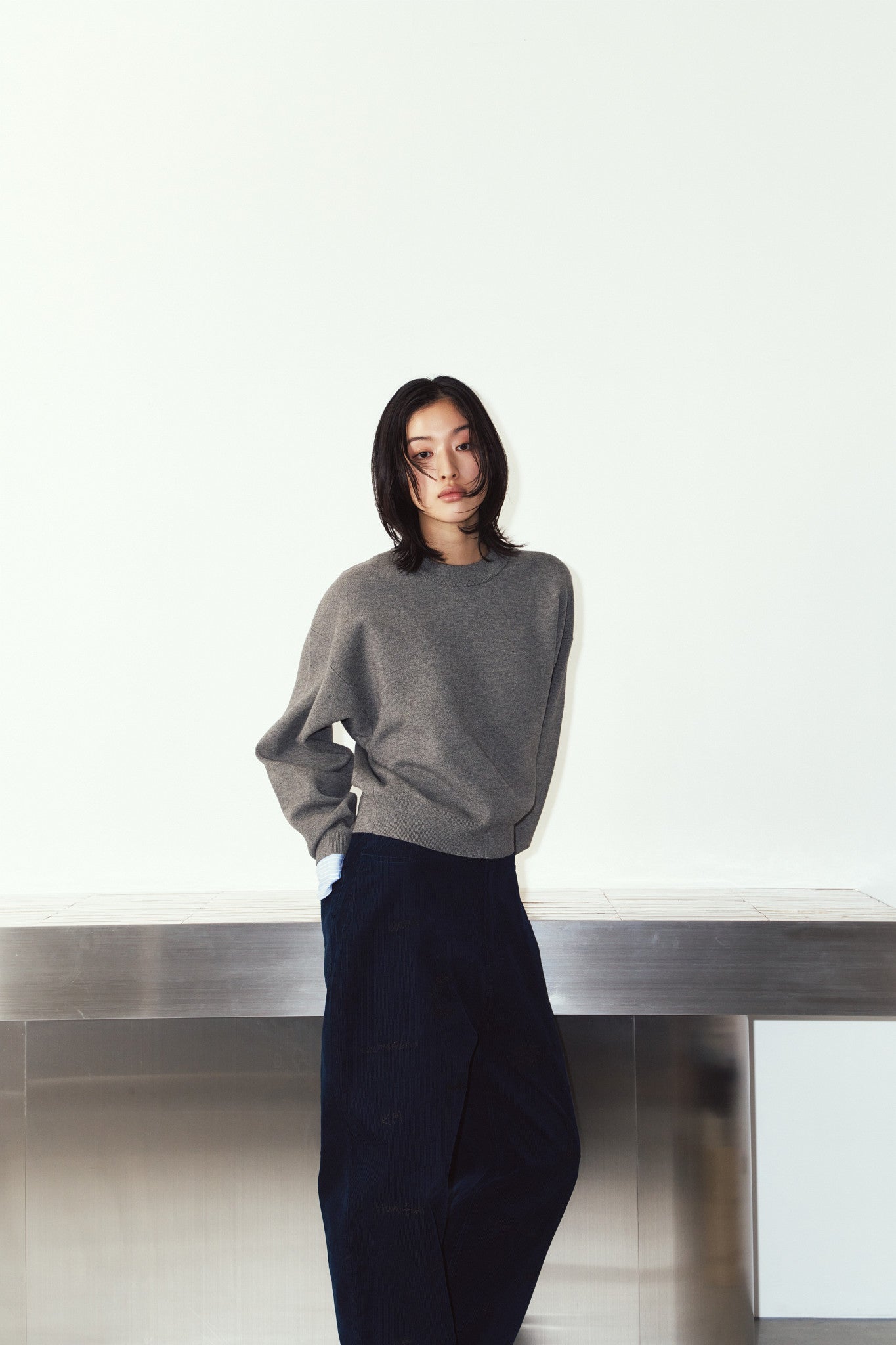 2way cuffs normcore knit/gray